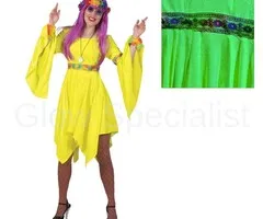 NEON YELLOW HIPPIE DRESS - UV / BLACKLIGHT