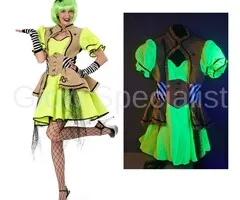 NEON GREEN OOGIE BOOGIE DRESS - UV / BLACKLIGHT - HALLOWEEN
