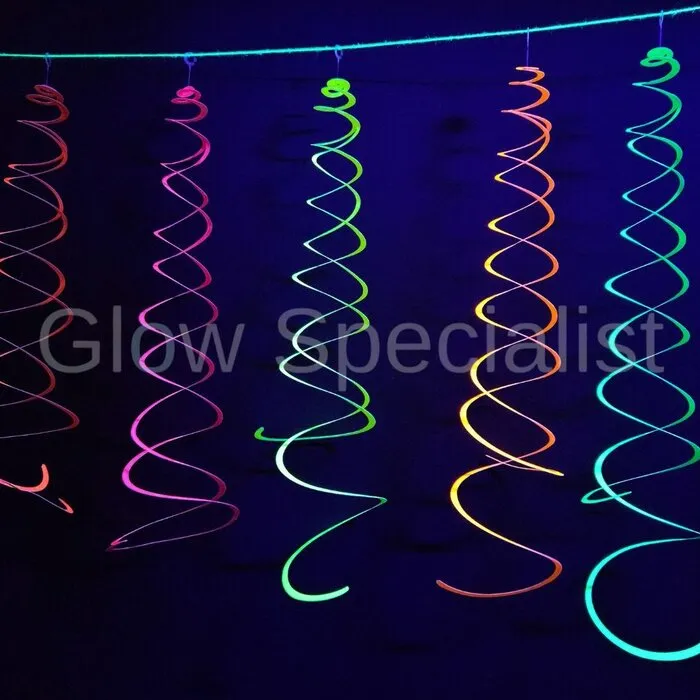 NEON SWIRL GARLAND - UV / BLACKLIGHT - SET OF 10