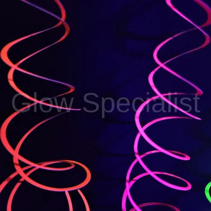 NEON SWIRL GARLAND - UV / BLACKLIGHT - SET OF 10