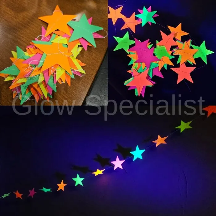 NEON GARLAND - STERREN - UV / BLACKLIGHT - MULTICOLOR