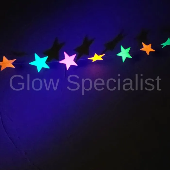 NEON GARLAND - STERREN - UV / BLACKLIGHT - MULTICOLOR