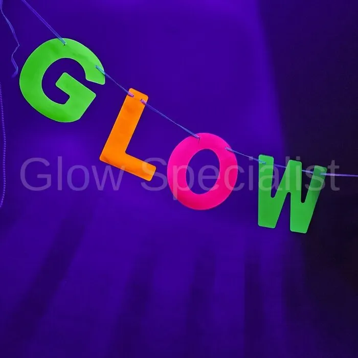 NEON TEXT GARLAND - GLOW PARTY - UV / BLACKLIGHT - MULTICOLOR