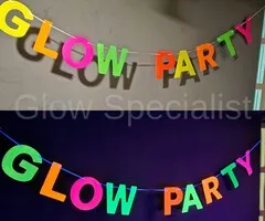NEON TEKST SLINGER - GLOW PARTY - UV / BLACKLIGHT - MULTICOLOR