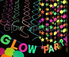 GLOW PARTY GARLAND PACKAGE - UV / BLACKLIGHT - MULTICOLOR
