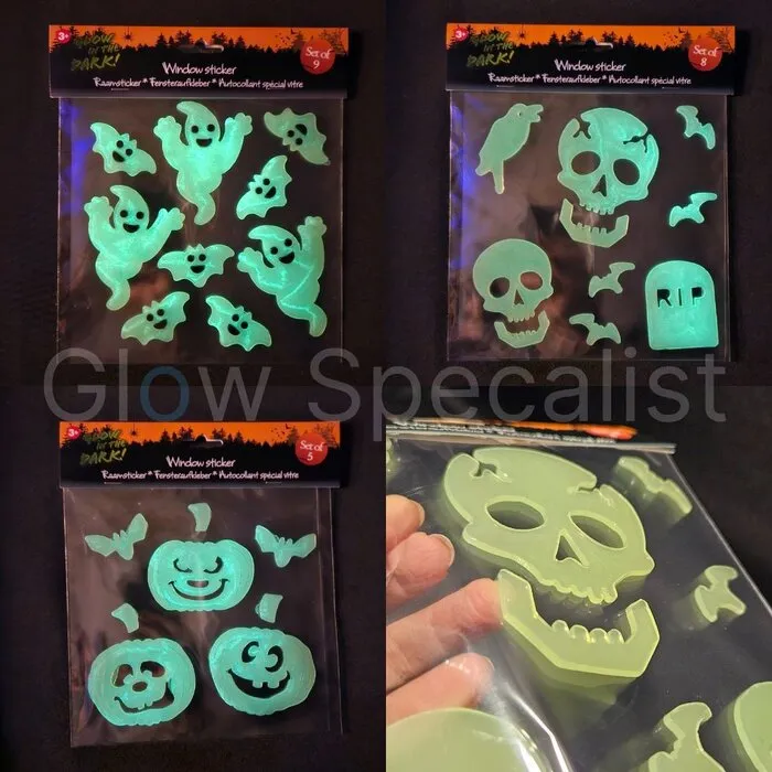 RAAMSTICKERS - HALLOWEEN - GLOW IN THE DARK - 3 SETS