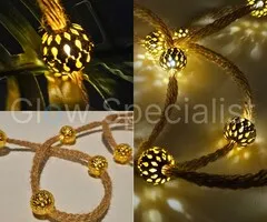 LED ROPE WITH GOLDEN BALLS - WW - 20 LEDS - WITH TIMER
