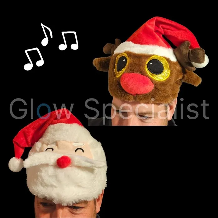 MUSICAL SANTA HAT - PLUSH - WITH SOUND AND MOVEMENT
