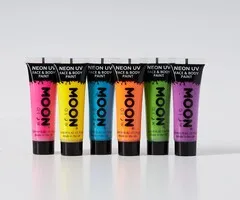 FACE & BODY PAINT - UV / BLACKLIGHT - SET OF 6 PIECES