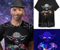MASTER DJ - BLACKLIGHT T-SHIRT - BLACK WITH NEON PRINT