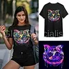 SMILING CAT - BLACKLIGHT T-SHIRT - ZWART MET NEON PRINT