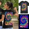 GOOD VIBES ONLY - BLACKLIGHT T-SHIRT - ZWART MET NEON PRINT
