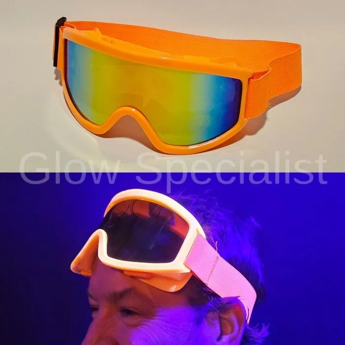 SKI GOGGLES - PARTY - UV / BLACKLIGHT - NEON ORANGE
