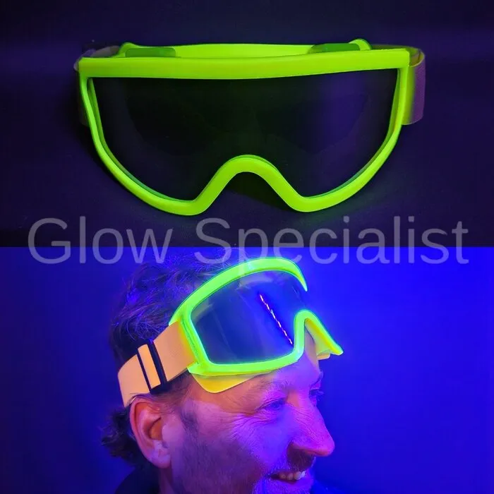 SKI GOGGLES - PARTY - UV / BLACKLIGHT - NEON YELLOW