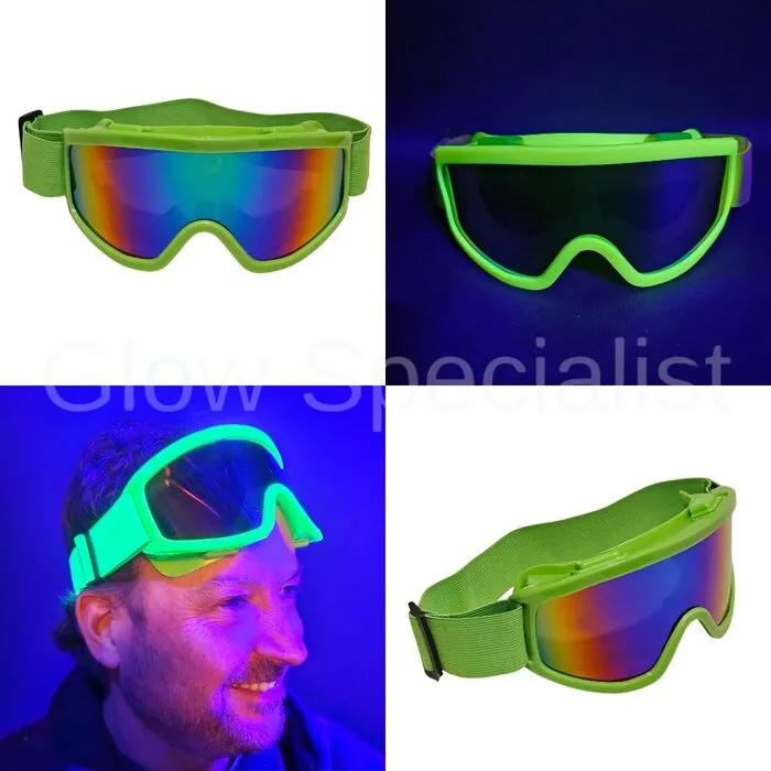 SKI GOGGLES - PARTY - UV / BLACKLIGHT - NEON GREEN
