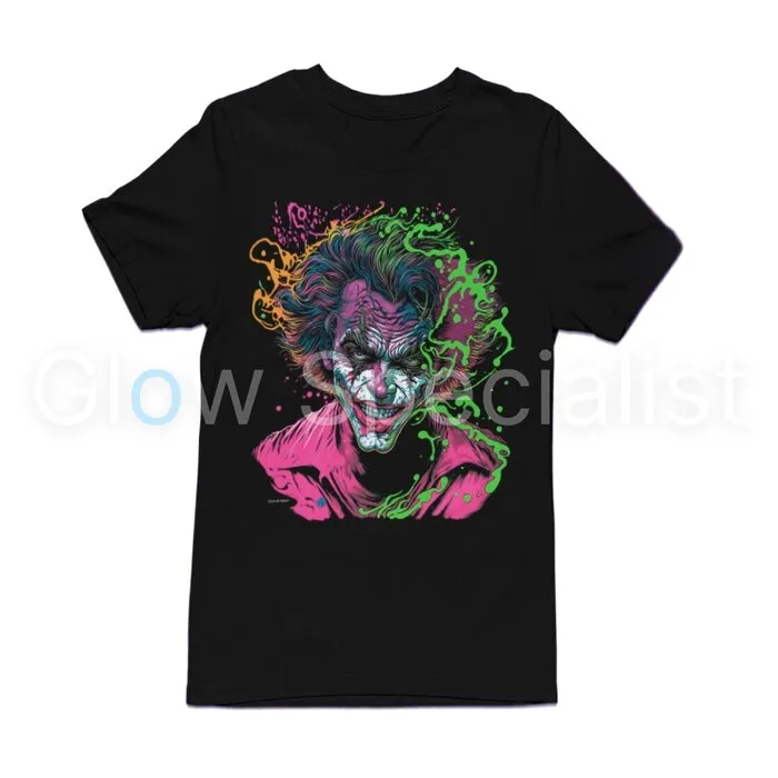 WHY SO SERIOUS ? - BLACKLIGHT T-SHIRT - ZWART MET NEON PRINT