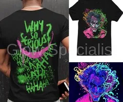 WHY SO SERIOUS? - BLACKLIGHT T-SHIRT - ZWART MET NEON PRINT