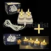 Glow Specialist 4 RECHARGEABLE LED TEA LIGHTS - INCL. CHARGER + EXPANSION SET - WHITE