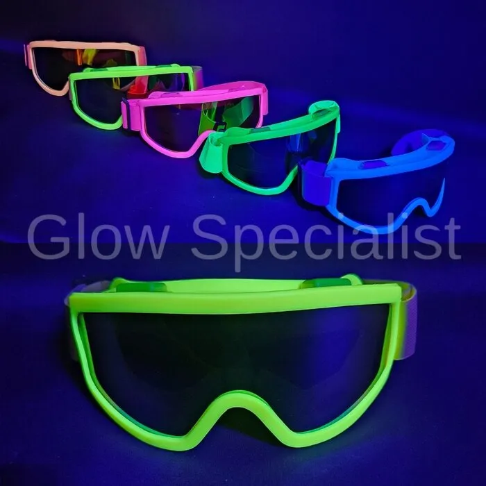 SKI GOGGLES - PARTY - UV / BLACKLIGHT - NEON YELLOW