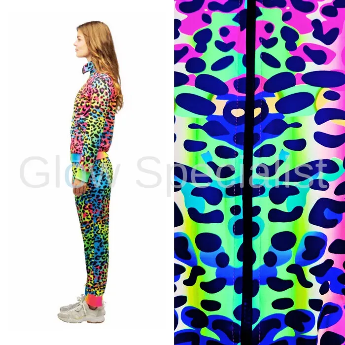 NEON TRACK SUIT LEOPARD - UV / BLACKLIGHT - LADIES - 2-PIECE