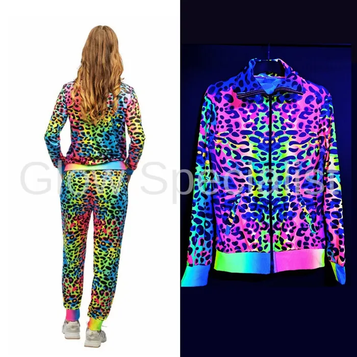 NEON TRACK SUIT LEOPARD - UV / BLACKLIGHT - LADIES - 2-PIECE