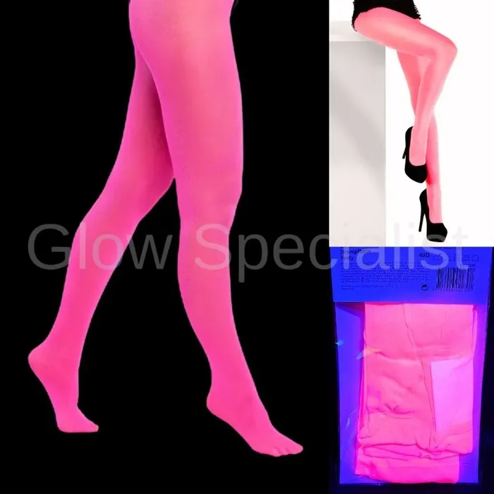 NEON TIGHTS - UV / BLACKLIGHT - 40 DEN - PINK - Glow