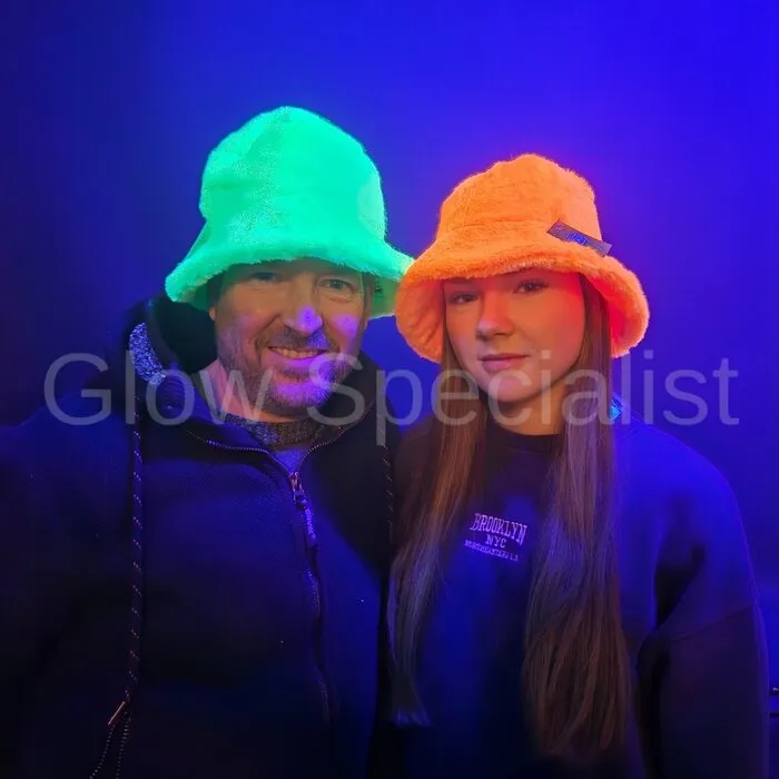 FAUX FUR BUCKET HAT - NEON GREEN - UV / BLACKLIGHT