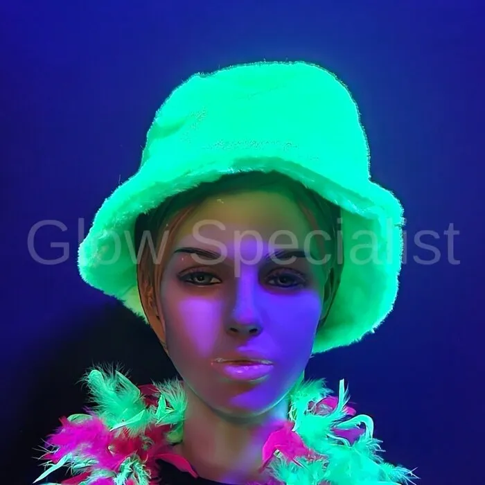 VISSERS HOEDJE - FLUFFY - NEON GROEN - UV / BLACKLIGHT