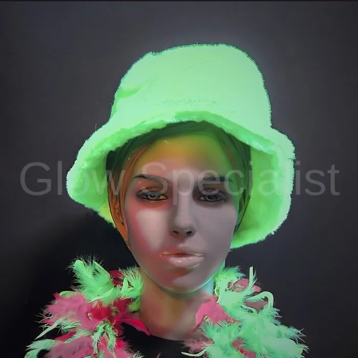 VISSERS HOEDJE - FLUFFY - NEON GROEN - UV / BLACKLIGHT