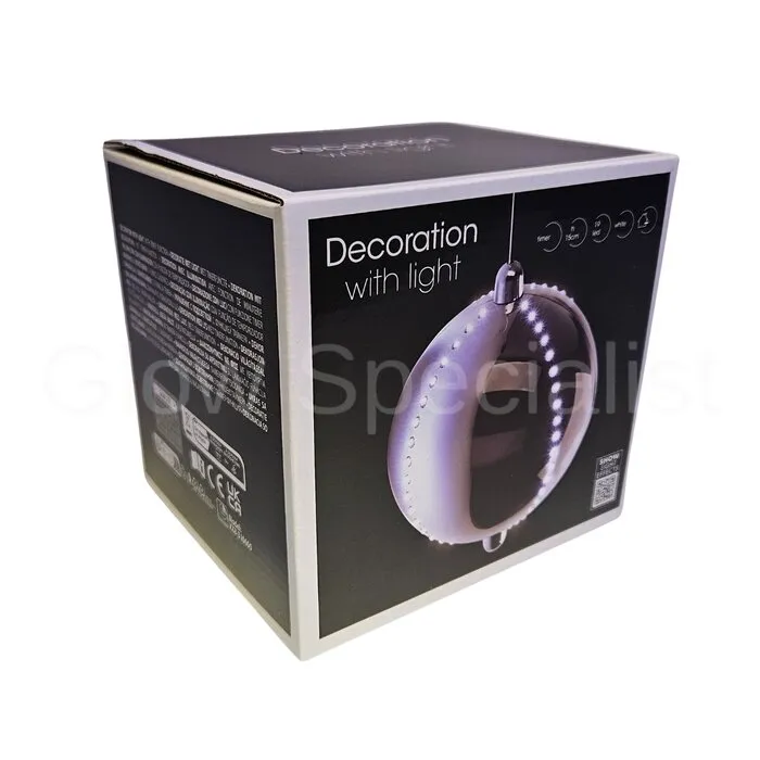 GROTE KERSTBAL MET LED - 15 CM - TIMER - ZILVER