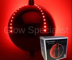 LARGE CHRISTMAS BALL WITH LED - 15 CM - TIMER - RED