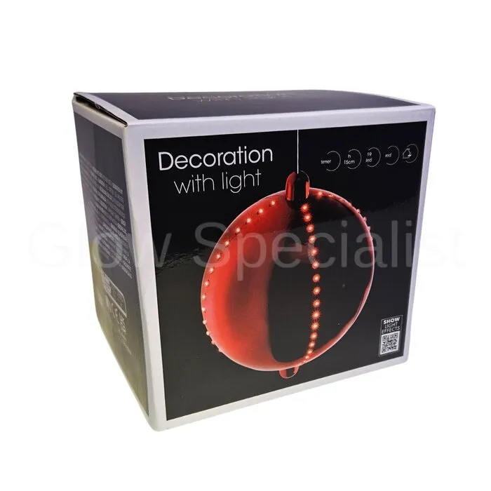 GROTE KERSTBAL MET LED - 15 CM - TIMER - ROOD