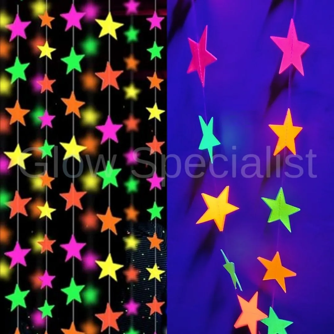 Glow Specialist Glow Party Decoratiepakket – 8‑delige Neon & UV Blacklight Set met Slingers, Ballonnen, Confetti, Neon Wol & Tape