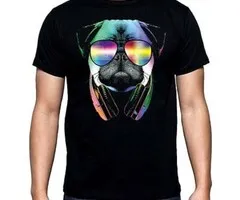DJ PUG - BLACKLIGHT T-SHIRT - ZWART MET NEON PRINT