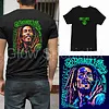 ONE LOVE - BLACKLIGHT T-SHIRT - BLACK WITH NEON PRINTS
