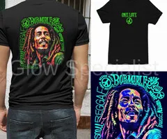 ONE LOVE - BLACKLIGHT T-SHIRT - BLACK WITH NEON PRINTS
