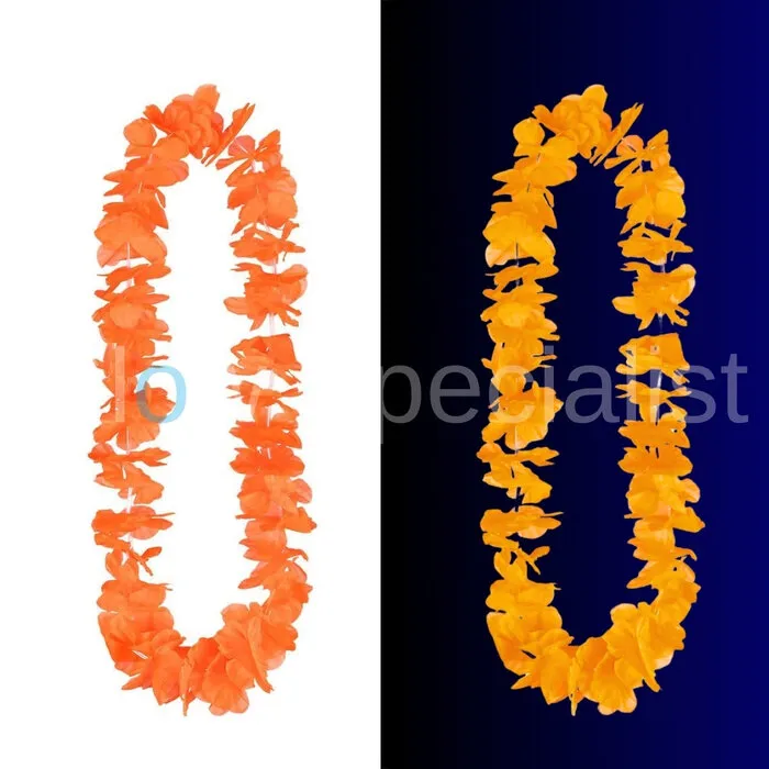 UV/BLACKLIGHT HAWAIIAN NECKLACE - ORANGE