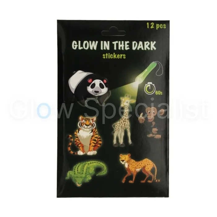 GLOW IN THE DARK AUTOCOLLANTS ON SCRATCH CARD - WILD ANIMALS