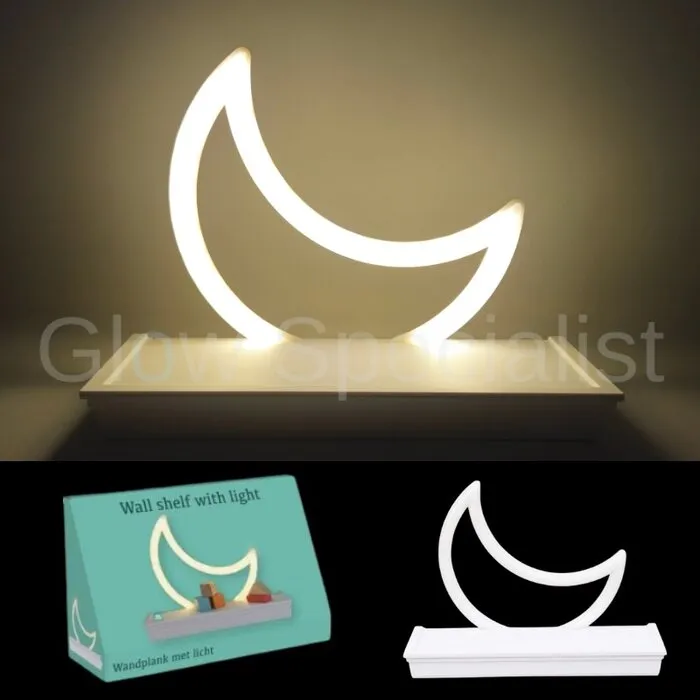 WALL SHELF WITH NEON LIGHT - MOON - BUTTERFLY - CLOUD
