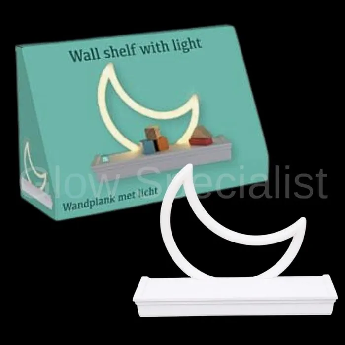 WANDPLANK MET NEON LICHT - MAAN - VLINDER - WOLK