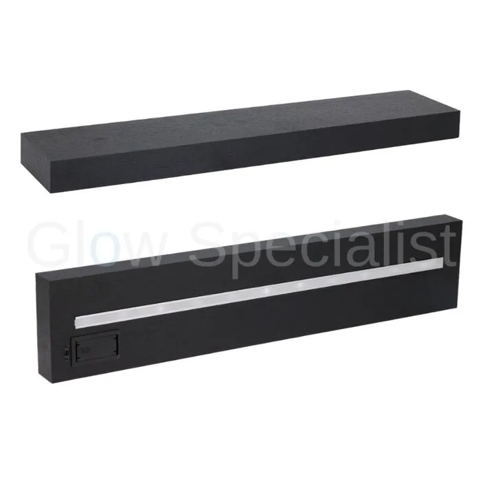 WALL SHELF - WITH LED - 60 CM - BLACK MDF