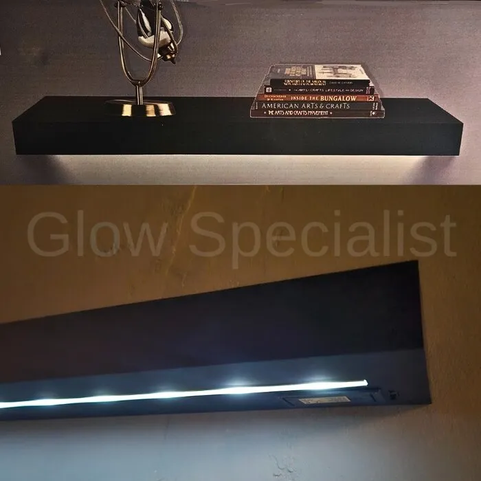 WANDPLANK MET LED - 60 CM - ZWART MDF