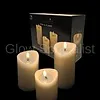 LED CANDLES WITH TIMER - Ø 7 CM - SET OF 3 - IVORY