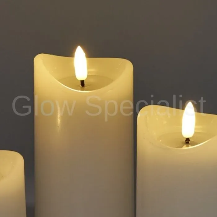 LED CANDLES WITH TIMER - Ø 7 CM - SET OF 3 - IVORY
