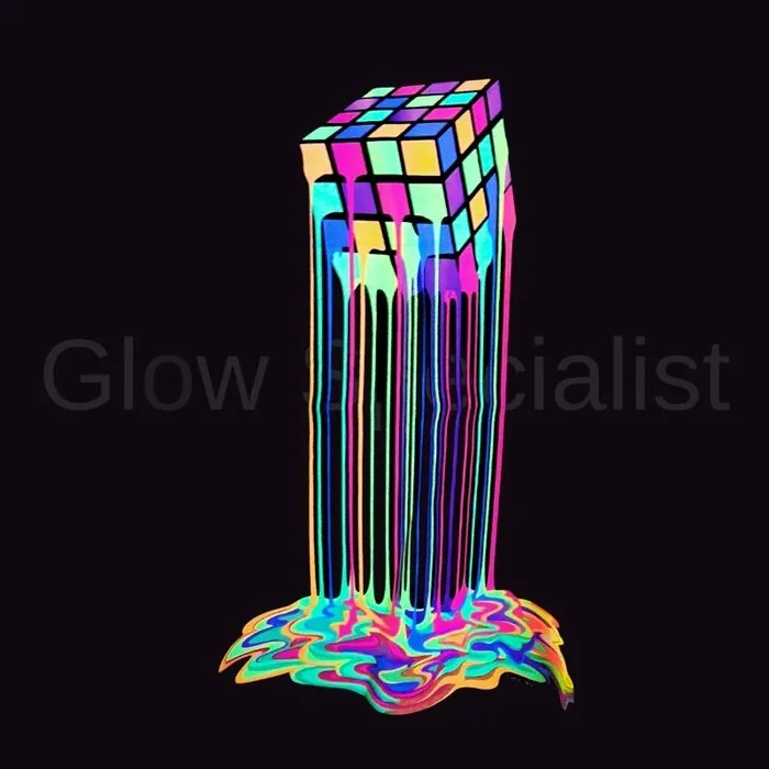 RUBIK DRIP - BLACKLIGHT T-SHIRT - ZWART MET NEON PRINTS