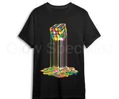 RUBIK DRIP - BLACKLIGHT T-SHIRT - BLACK WITH NEON PRINTS