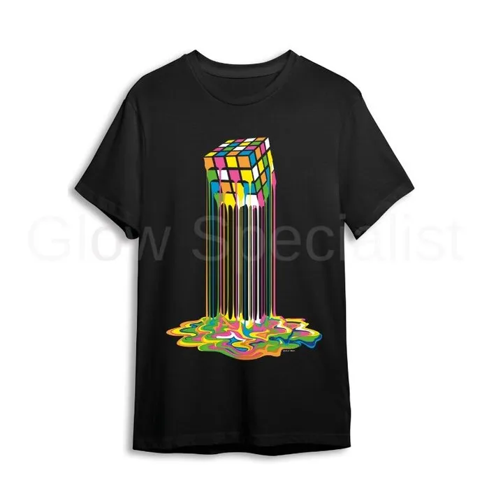 RUBIK DRIP - BLACKLIGHT T-SHIRT - ZWART MET NEON PRINTS