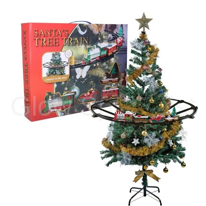 CHRISTMAS TREE TRAIN SET - LIGHT, SOUND AND MOTION - 23-PIECE