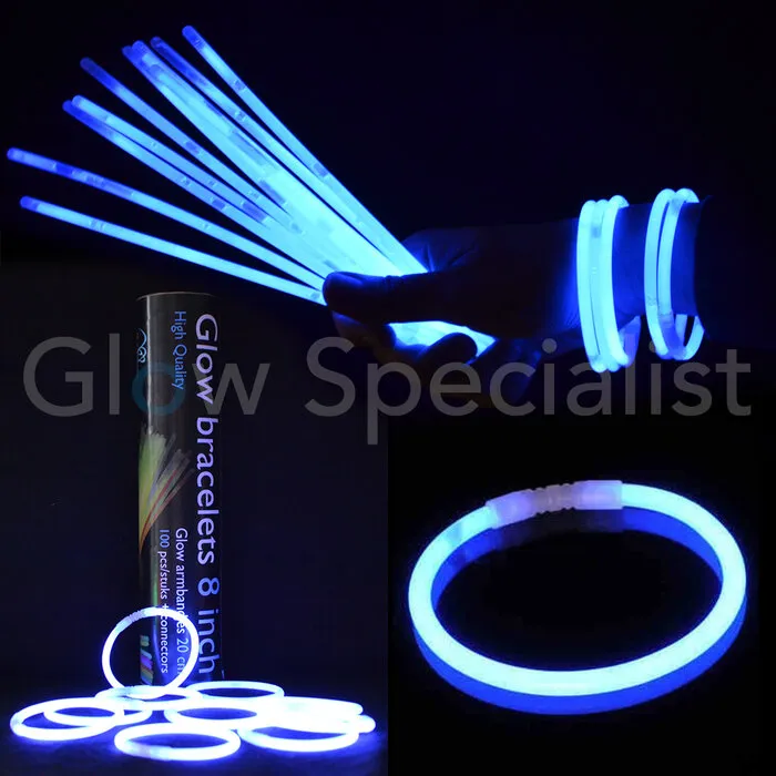 Glow Specialist BLUE GLOW BRACELETS - 1 TUBE - 100 PIECES