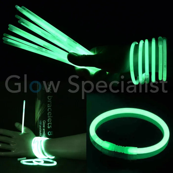 Glow Specialist GREEN GLOW BRACELETS - 1 TUBE - 100 PIECES